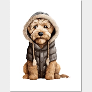 Winter Soft Coated Wheaten Terrier Dog Posters and Art